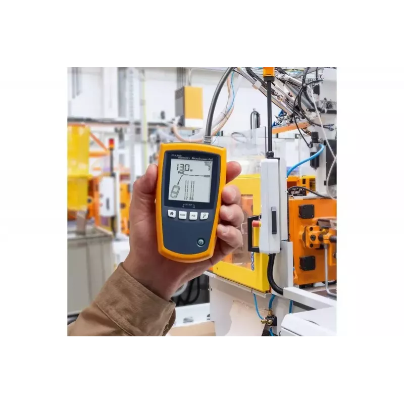 PoE testeris Fluke MicroScanner PoE juoda mėlyna geltona RJ-45 RJ-11