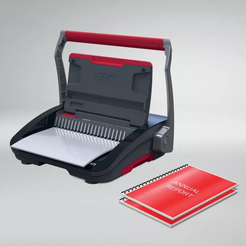 GBC CombBind® CB25 Rankinė įrišimo mašina, kombinuota, 25 lapų perforavimas, 390 lapų įrišimas, juoda/raudona
