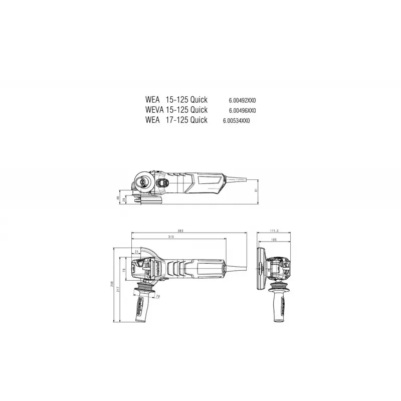 Kampinis šlifuoklis Metabo WE 19-125 Q 1900 W 11000 RPM 12,5 cm