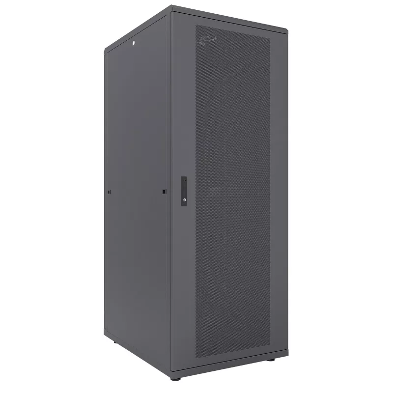 Intellinet 19 colių serverio spinta – laisvai pastatoma, 47U, 800x1000 mm (plotis x gylis), juoda, plokščia pakuotė, max 1500 kg, daugiataškis durų užraktas, po vieną užraktą šoniniams skydams, naudingas gylis 123–773 mm, IP20, stelažas, plienas