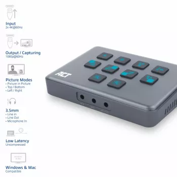 ACT AC7610 vaizdo perjungiklis su dviem HDMI įėjimais ir USB-C išėjimu, 60 Hz, pilka