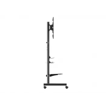 Mobilus televizoriaus stovas EQUIP 50–90 colių su pegboard lentyna, VESA 200x200–600x400, 60 kg, juodas