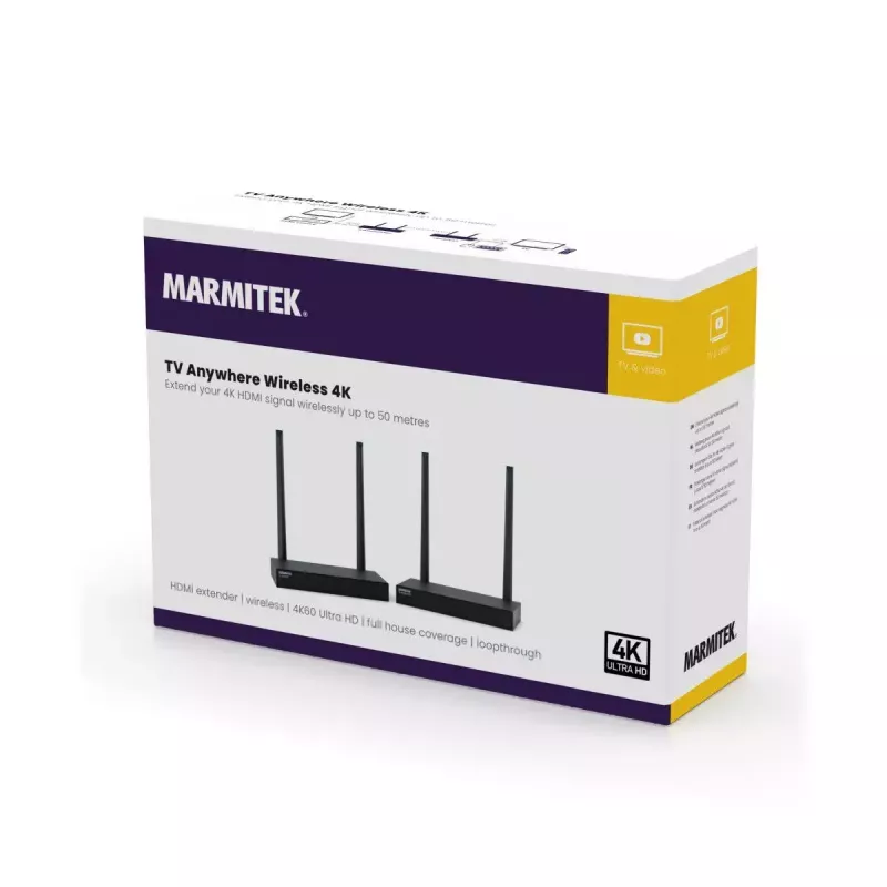 Belaidis AV siųstuvas ir imtuvas Marmitek TV Anywhere 4K, juodas