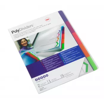 GBC 2101323E skyrikliai A4, neperforuoti, polipropilenas, 5 spalvų rinkinys