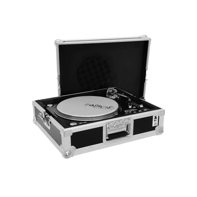 Hard case Roadinger 30123310 patefonui, fanera, juoda sidabrinė