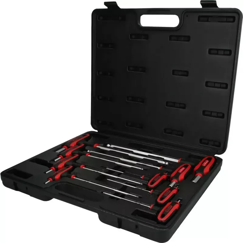 Imbustų raktų rinkinys su T formos rankenomis KS Tools 151.8150 – 9 vnt., trumpos rankenos
