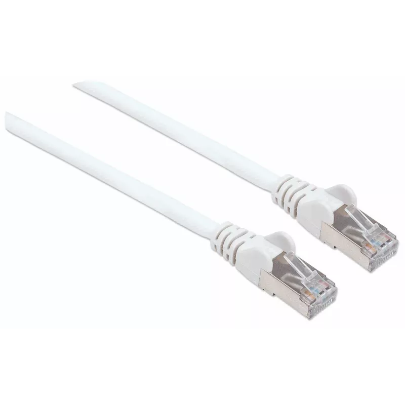 Intellinet tinklo jungiamasis kabelis, Cat7 kabelis / Cat6A kištukai, 30m, Baltas, Varis, S/FTP, LSOH / LSZH, RJ45, Paauksuoti kontaktai, Su apsauga nuo užkabinimo, Su gaubteliais, Viso gyvenimo garantija