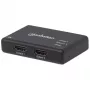 Manhattan HDMI Splitter 2 prievadų, 4K@30Hz, 1x HDMI šaltinis į 2x HD ekranus (tas pats vaizdas abiejuose), maitinimas iš tinklo (kabelis 0,9 m), juoda, trejų metų garantija