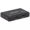 Manhattan HDMI Splitter 2 prievadų, 4K@30Hz, 1x HDMI šaltinis į 2x HD ekranus (tas pats vaizdas abiejuose), maitinimas iš tinklo (kabelis 0,9 m), juoda, trejų metų garantija