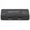 Manhattan HDMI Splitter 2 prievadų, 4K@30Hz, 1x HDMI šaltinis į 2x HD ekranus (tas pats vaizdas abiejuose), maitinimas iš tinklo (kabelis 0,9 m), juoda, trejų metų garantija
