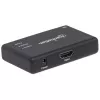 Manhattan HDMI Splitter 2 prievadų, 4K@30Hz, 1x HDMI šaltinis į 2x HD ekranus (tas pats vaizdas abiejuose), maitinimas iš tinklo (kabelis 0,9 m), juoda, trejų metų garantija