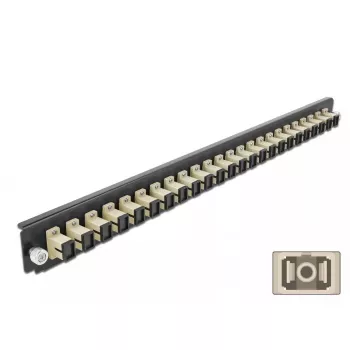Priekinis skydelis Splice Box DeLOCK 19 colių 24 prievadų SC Simplex smėlio spalvos