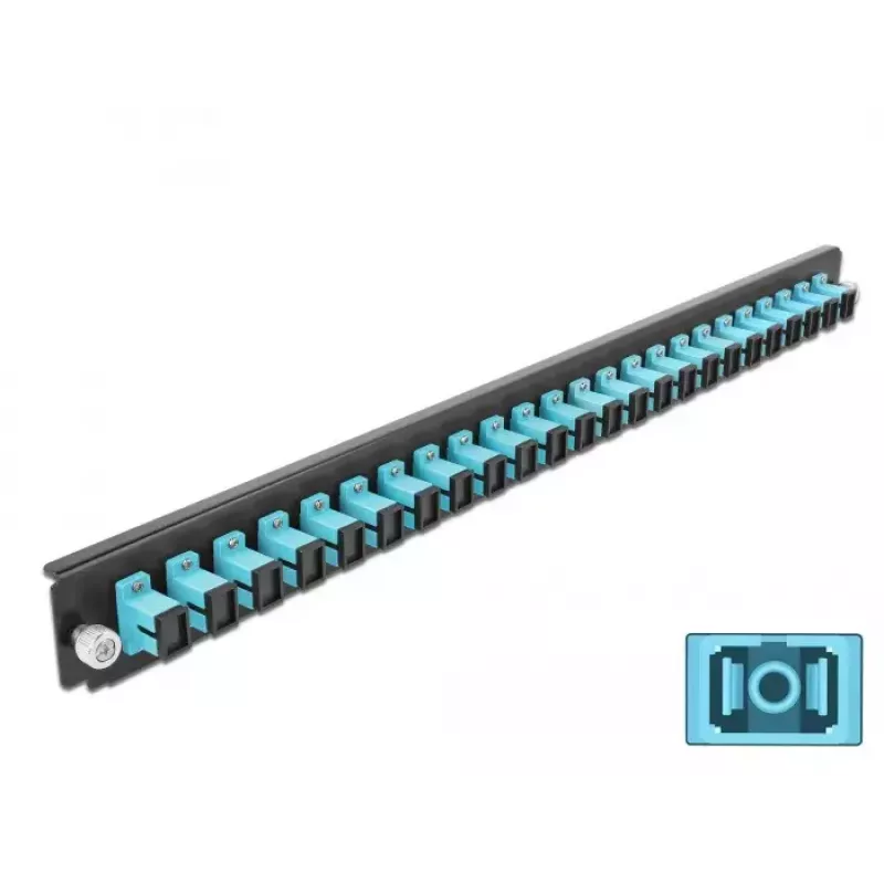 Priekinis skydelis Splice Box DeLOCK 19 colių 24 prievadų SC Simplex aqua