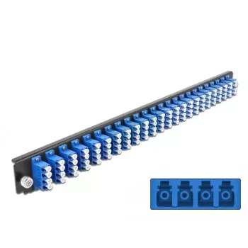 Priekinis skydelis Splice Box DeLOCK 19 colių 24 prievadų LC Quad mėlynas