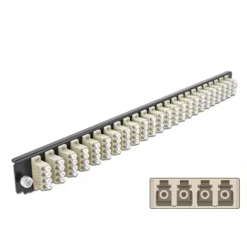 Priekinis skydelis DeLOCK 19 colių 24 prievadų LC Quad smėlio spalvos