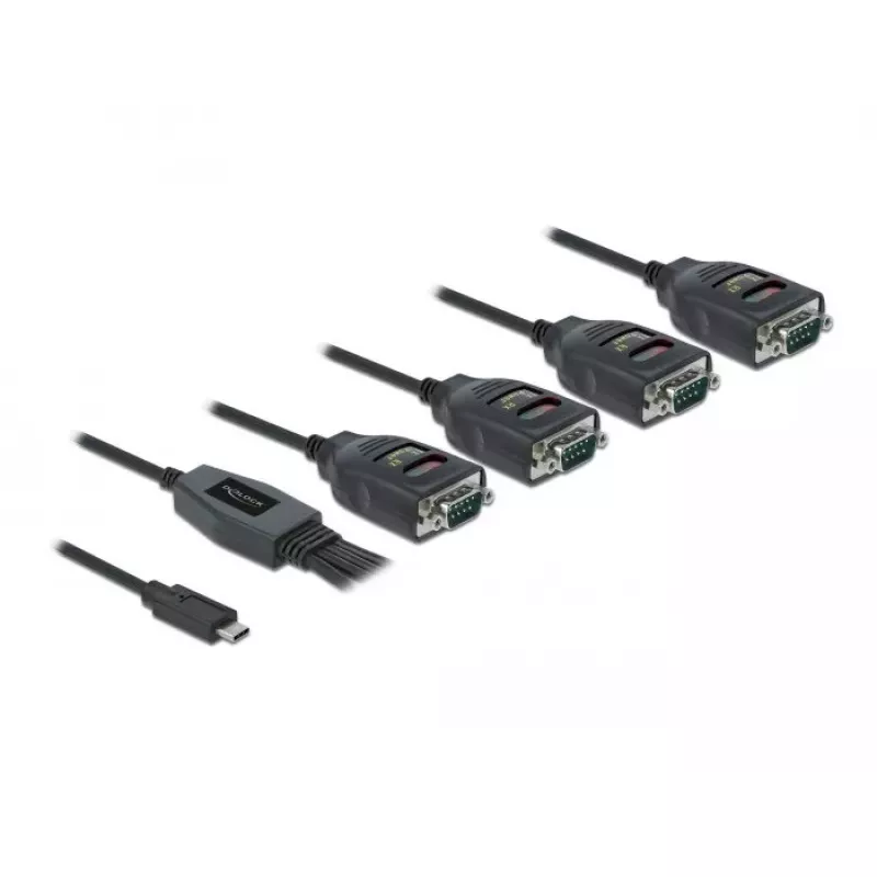 Adapteris USB Type-C į 4 x Serial RS-232 DB9 DeLOCK 90495