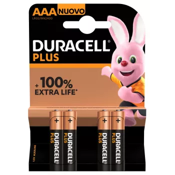 Duracell Plus 100 AAA šarminė baterija, 4 vnt.