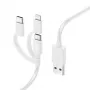 Hama 3-in-1 kelių įrenginių įkrovimo laidas, USB-A – Micro-USB, USB-C ir Lightning, 1,0 m, baltas