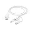 Hama 3-in-1 kelių įrenginių įkrovimo laidas, USB-A – Micro-USB, USB-C ir Lightning, 1,0 m, baltas