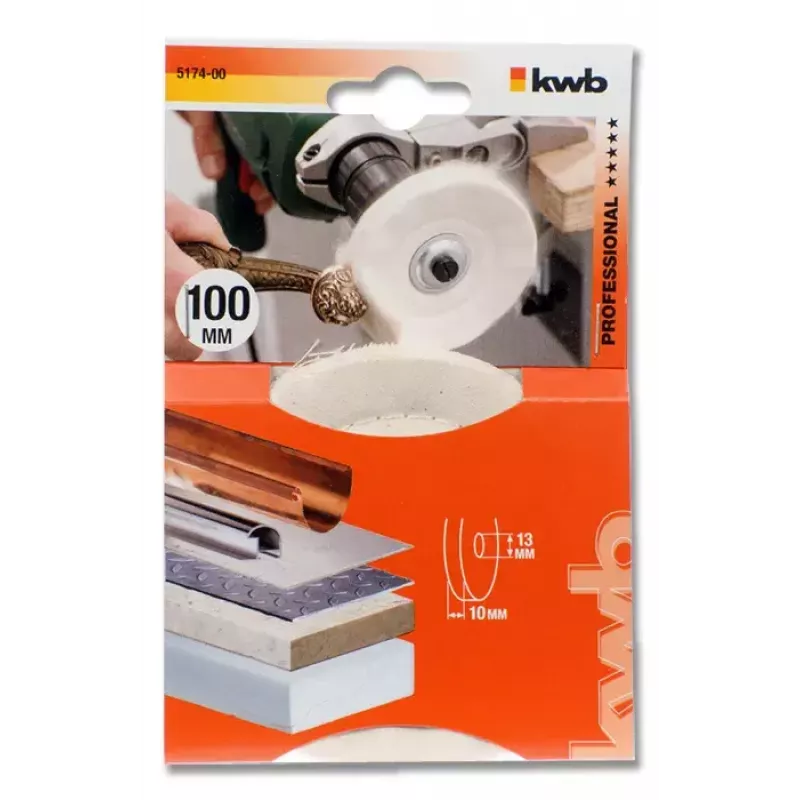 Poliravimo ratas KWB 517400, 10 cm darbinis skersmuo, 1,3 cm kotelio skersmuo