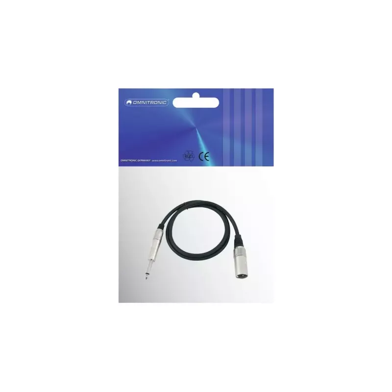 Audio kabelis Omnitronic 3022519A 0,9m XLR 6,35mm juodas