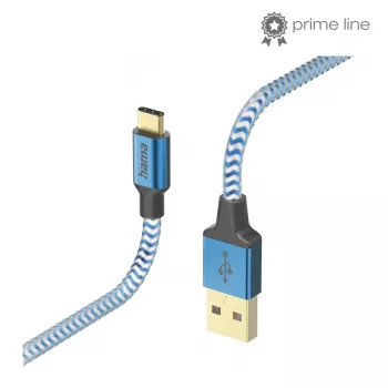 Hama Reflective USB A – USB C laidas, 1.5 m, USB 2.0, mėlynas