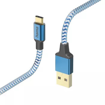 Hama Reflective USB A – USB C laidas, 1.5 m, USB 2.0, mėlynas