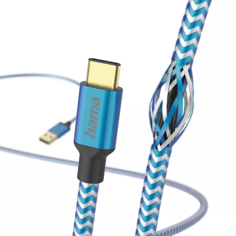 Hama Reflective USB A – USB C laidas, 1.5 m, USB 2.0, mėlynas