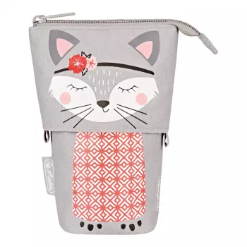 Minkštas penalas Herlitz Kitty poliesteris pilka rožinė balta
