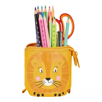 Minkštas penalas Herlitz Lion 140 mm x 75 mm x 185 mm poliesteris oranžinė geltona