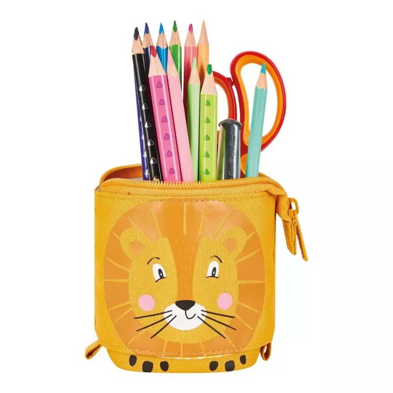 Minkštas penalas Herlitz Lion 140 mm x 75 mm x 185 mm poliesteris oranžinė geltona