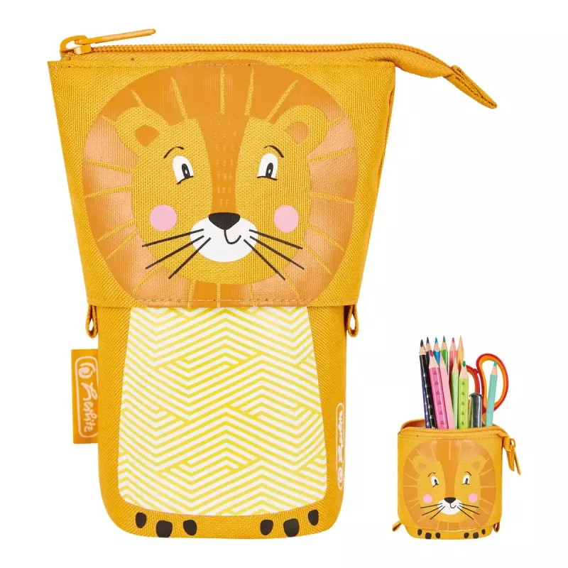 Minkštas penalas Herlitz Lion 140 mm x 75 mm x 185 mm poliesteris oranžinė geltona