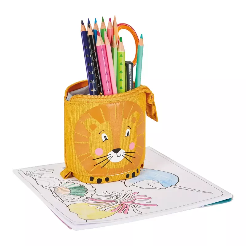 Minkštas penalas Herlitz Lion 140 mm x 75 mm x 185 mm poliesteris oranžinė geltona