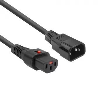 ACT Powercord C13 IEC Lock - C14 juodas 2 m, PC1021, 5 vnt. pakuotė