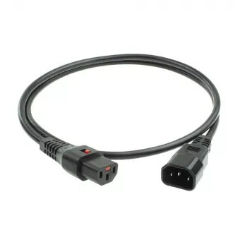 ACT Powercord C13 IEC Lock - C14 juodas 2 m, PC1021, 5 vnt. pakuotė