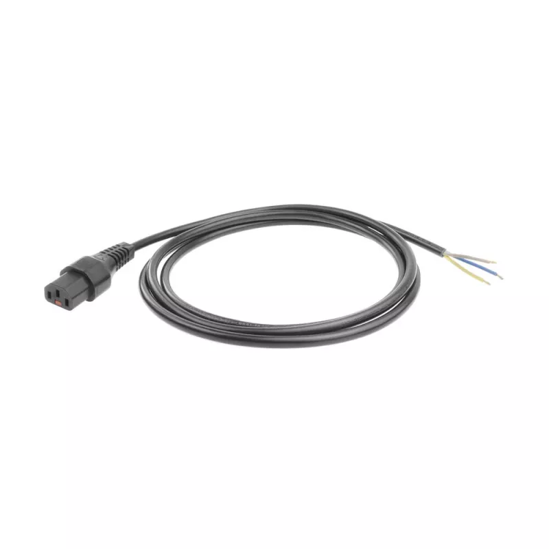 ACT Powercord C13 IEC Lock atviras galas juoda 2 m PC1025, 5 vnt. pakuotė