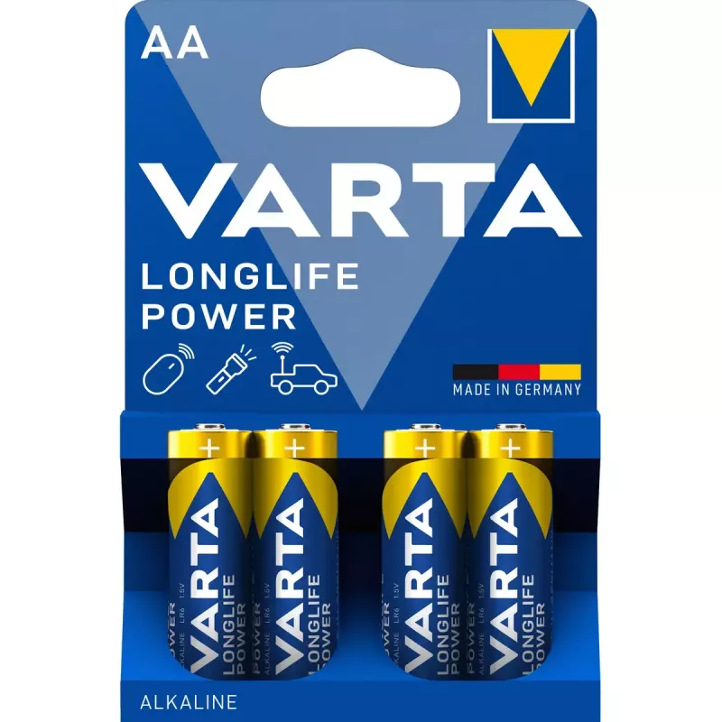 Vienkartinė baterija Varta 4906/4B AA šarminė (LR6, 1,5 V, 4 vnt. lizdinėje pakuotėje)