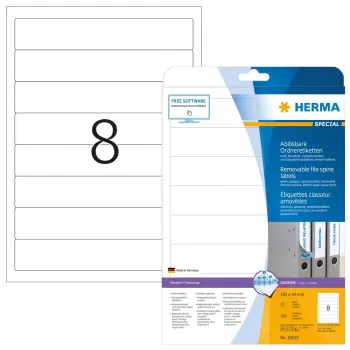 Nuimamos etiketės byloms HERMA A4 192x34 mm baltos 200 vnt.