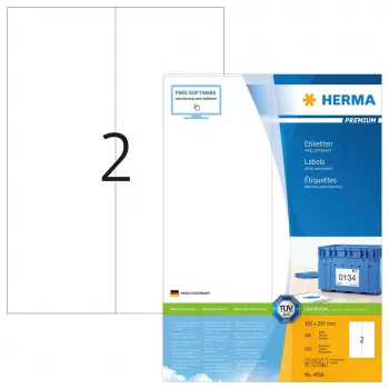 Lipnūs etikečių lapai HERMA Premium A4 105x297 mm baltas matinis popierius 200 vnt.