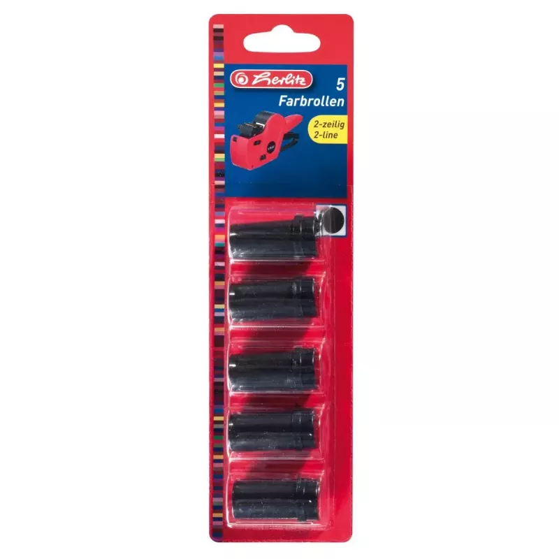 Herlitz 10956282 žymėjimo juostos ritinėlis, juodas, 5 vnt.