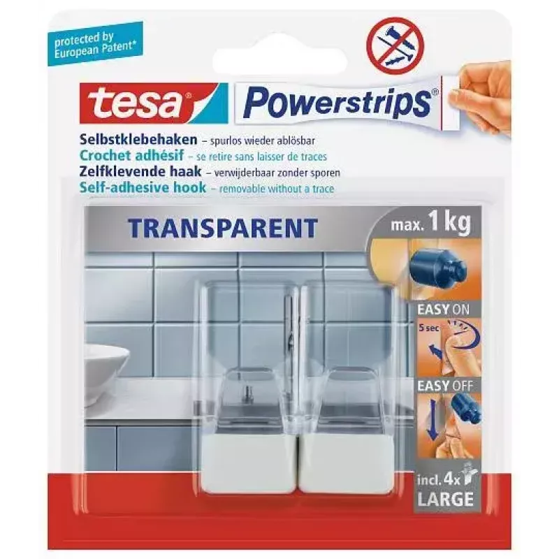 Virtuvinis kabliukas TESA 58811-00000 skaidrus baltas 2 vnt.