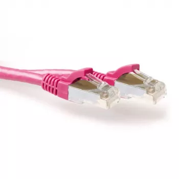 ACT Pink 10 m LSZH SFTP CAT6A jungiamasis laidas su apsaugotais RJ45 kištukais