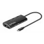 Manhattan USB-C Dock / Hub su kortelių skaitytuvu, 6 prievadai: Ethernet, HDMI, USB-A (x3) ir USB-C, su Power Delivery (100 W) USB-C prievadui, universalus, aliuminis, atitikmuo DKT30CSDHPD3