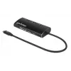 Manhattan USB-C Dock / Hub su kortelių skaitytuvu, 6 prievadai: Ethernet, HDMI, USB-A (x3) ir USB-C, su Power Delivery (100 W) USB-C prievadui, universalus, aliuminis, atitikmuo DKT30CSDHPD3