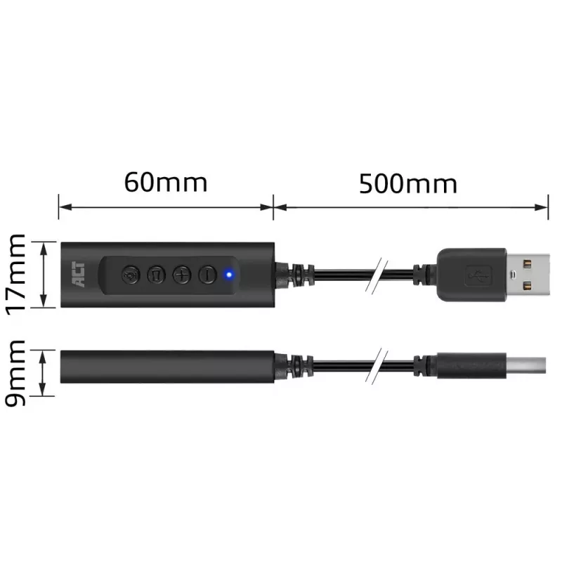 ACT AC9360 išorinė garso kortelė USB-A 3.5 mm, 4 mygtukai
