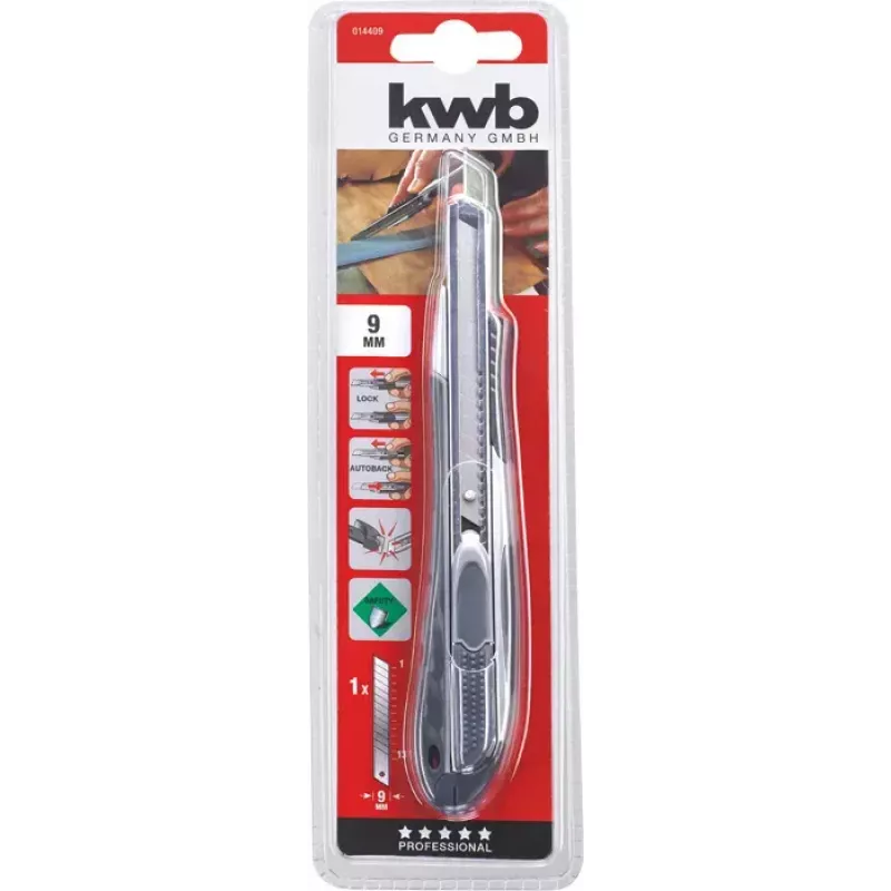 Pjovimo peilis KWB 014409 Juodas Snap-off ašmenys 9 mm