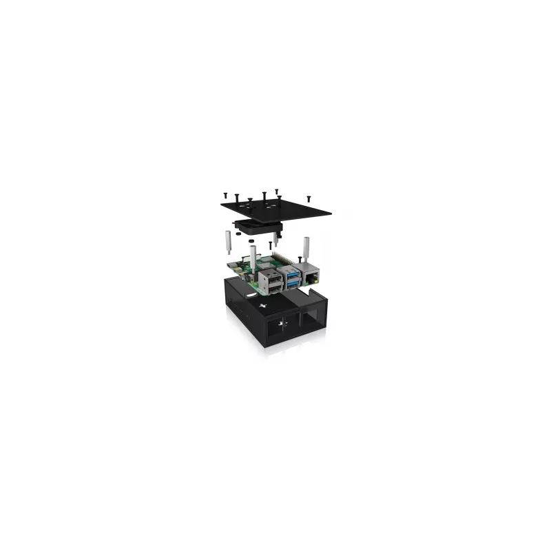ICY BOX IB-RP108 Dėklas Raspberry Pi 4, anglies pilka, juoda
