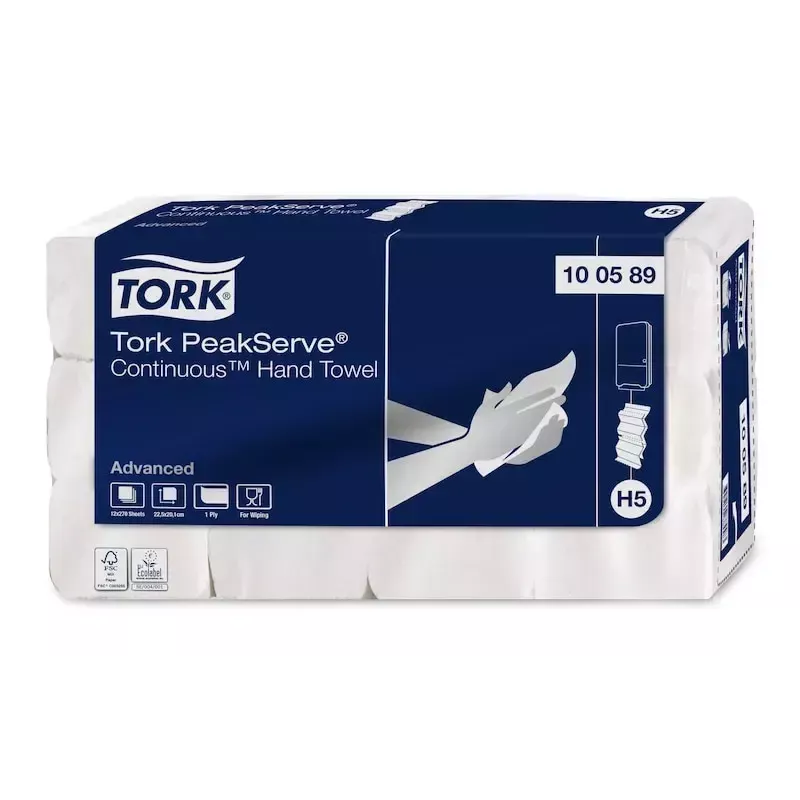 Popieriniai rankšluosčiai Tork PeakServe balti 20,1 cm x 22,5 cm