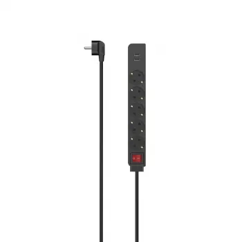 Hama 00223184 ilgintuvas 1,4 m 5 AC lizdai Juoda