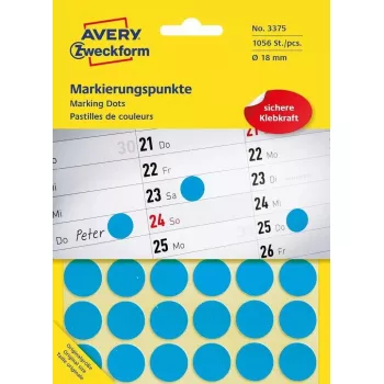 Lipnūs apskritimai Avery 3375 mėlyni 1056 vnt.